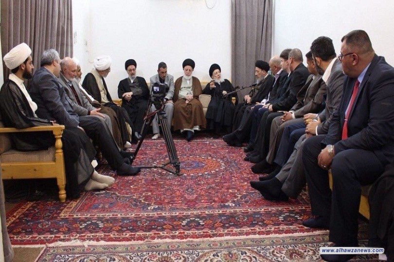 سماحة المرجع الديني السيد الحكيم (مد ظله) يوضح للباحثين ما يميّز الشيعة وعلماءهم الأبرار ببذلهم الجهود والتضحيات والصمود بعدم تغيير الحكم الشرعي مهما كانت الظروف