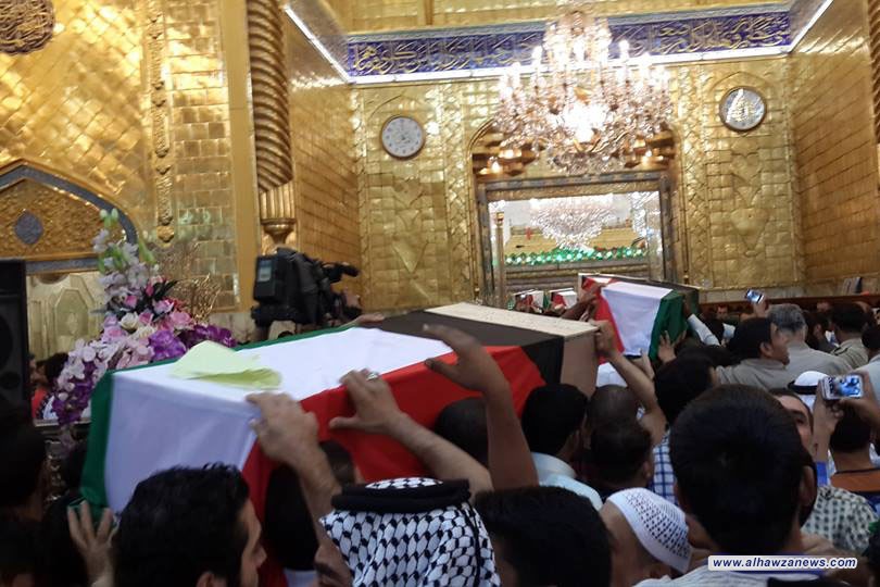 تشييع مهيب لثلة طاهرة من شهداء الحوزة العلمية في النجف الاشرف الذين بلغوا الفتح فنالوا شرف الشهادة في قاطع تحرير الموصل